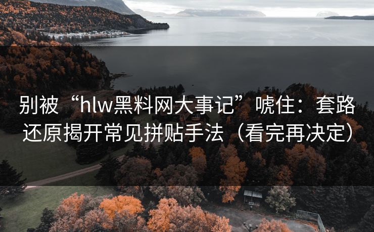 别被“hlw黑料网大事记”唬住：套路还原揭开常见拼贴手法（看完再决定）